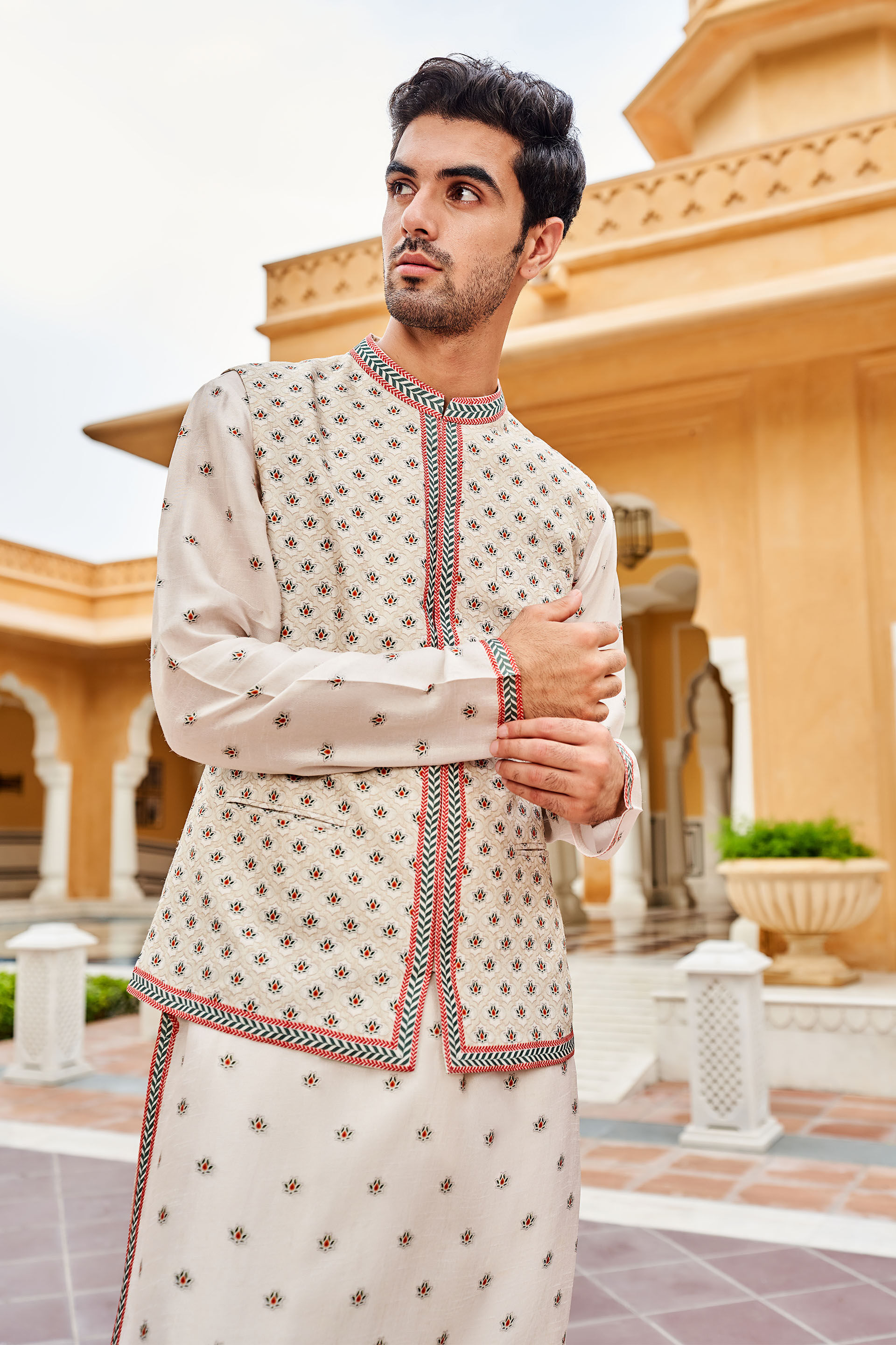Darsa Nehru Jacket - Ivory, Ivory, image 4